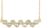 14K Gold Round Natural Diamond Bezel-Set Bar Necklace - Yellow Gold