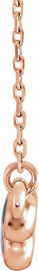 14K Gold Round Natural Aquamarine Bezel-Set Bar Necklace - Rose Gold - view 2