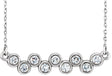 14K Gold Round Natural Diamond Bezel-Set Bar Necklace - White Gold