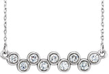 Platinum Round Natural Diamond Bezel-Set Bar Necklace