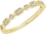 14K Gold Round Natural Diamond Accented Stackable Ring – 1/8 CTW - Yellow Gold