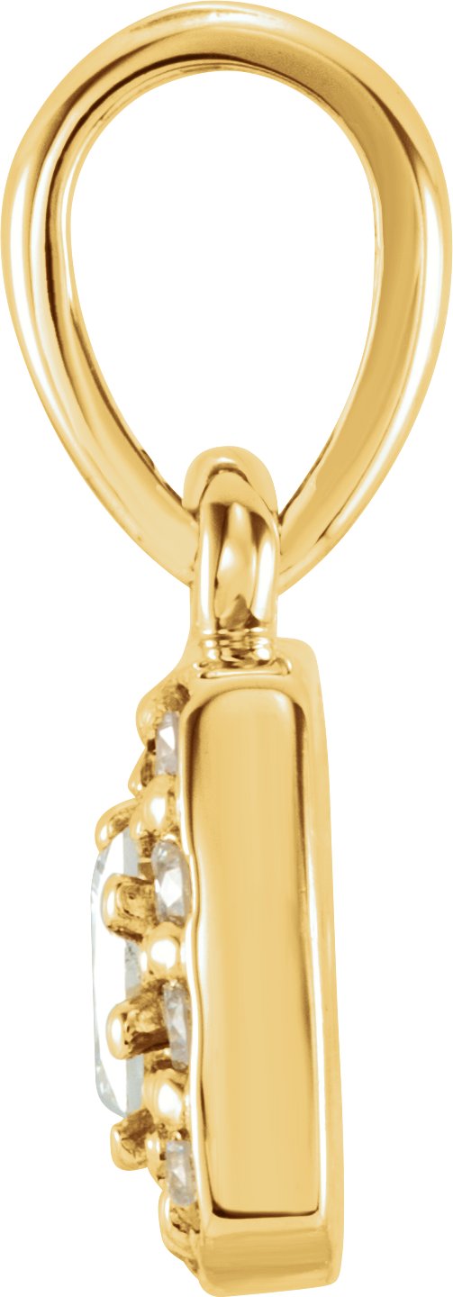Platinum Square Natural Diamond Halo-Style Pendant - view 4