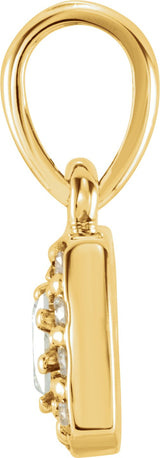14K Gold Square Natural Diamond Halo-Style Pendant - Rose Gold - view 3