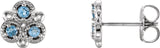 Platinum Round Natural Aquamarine Three-Stone Earrings