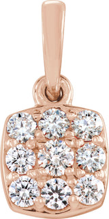 14K Gold Round Natural Diamond Cluster Pendant - Rose Gold