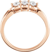 14K Gold Round Natural Diamond Three-Stone Ring – 2.8-4.4mm Stones - Rose Gold - view 2