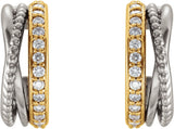 Platinum Round Natural Diamond Beaded Hoop Earrings - view 3