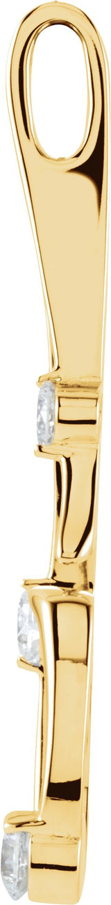 14K Gold Round Natural Diamond Accented Freeform Pendant – 1/2 CTW - Yellow Gold - view 2