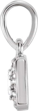 14K Gold Square Natural Diamond Halo-Style Pendant - White Gold - view 2