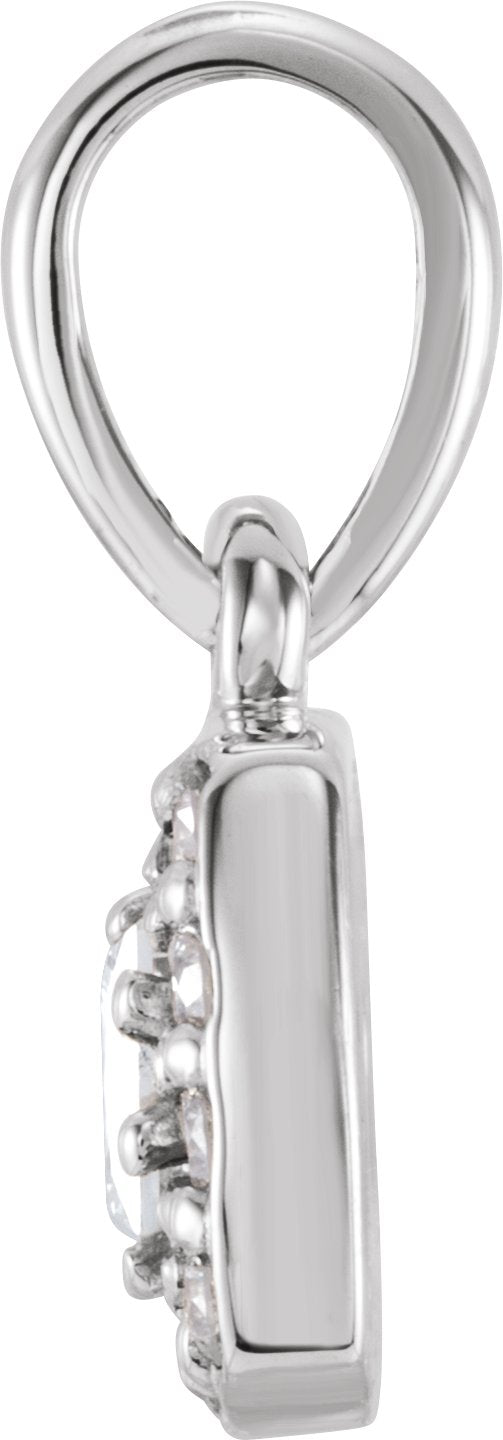 14K Gold Square Natural Diamond Halo-Style Pendant - White Gold - view 2