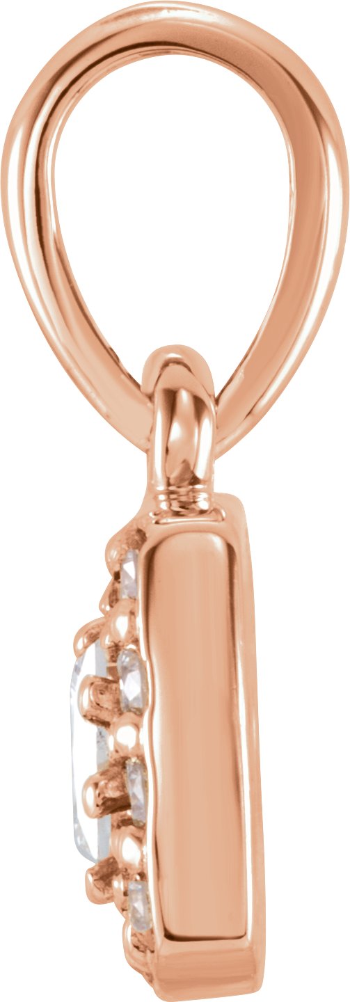14K Gold Square Natural Diamond Halo-Style Pendant - Rose Gold - view 2