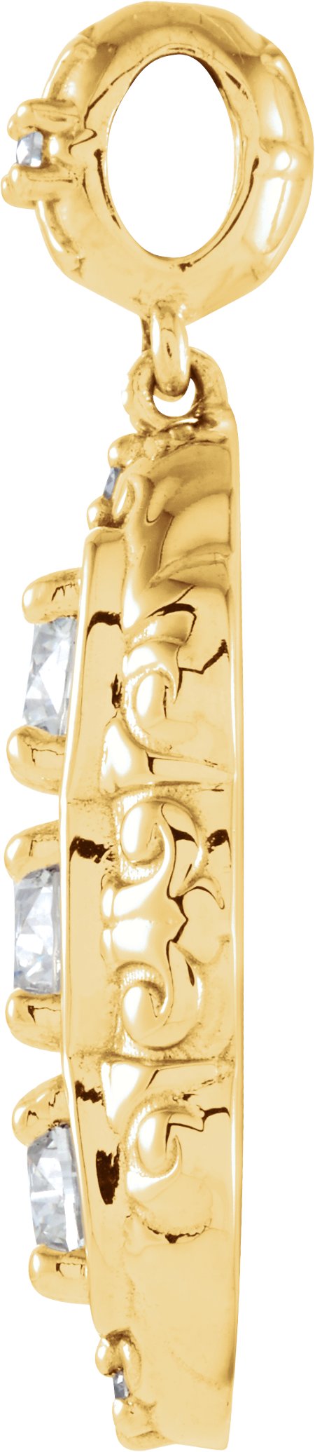 14K Gold Round Natural Diamond Three-Stone Pendant – 1/4 CTW - Yellow Gold - view 2