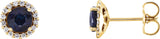 14K Gold Natural Blue Sapphire Round 4-Prong Halo-Style Earrings – 3-6mm Stones - Yellow Gold