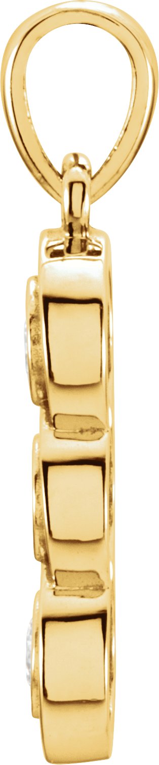 14K Gold Round Natural Diamond Three-Stone Rope Pendant - Yellow Gold - view 2
