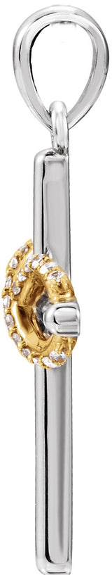 14K Gold Round Natural Diamond Infinity-Inspired Cross Pendant – 0.06 CTW - Two-Tone - view 2