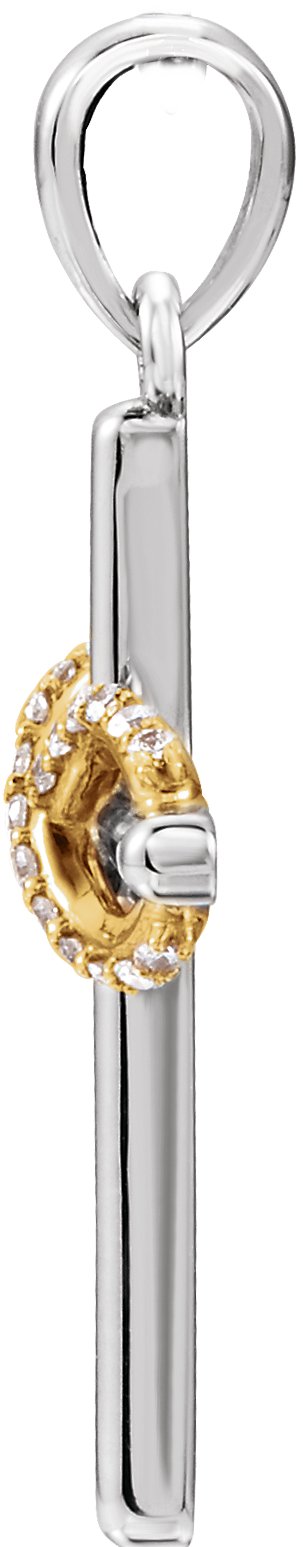 14K Gold Round Natural Diamond Infinity-Inspired Cross Pendant – 0.06 CTW - Two-Tone - view 2