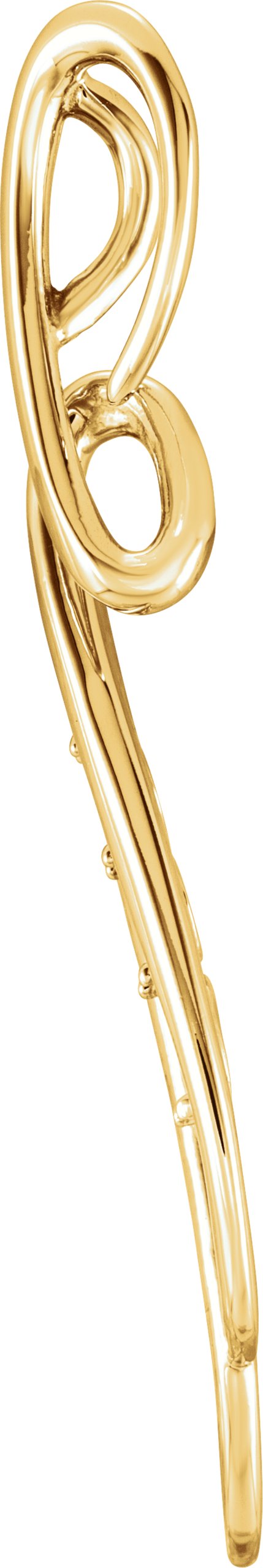 14K Gold Round Natural Diamond Accented Freeform Pendant - Yellow Gold - view 2
