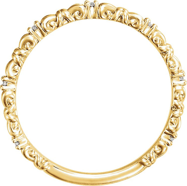14K Gold Round Natural Diamond Stackable Ring II - Yellow Gold - view 2