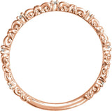 14K Gold Round Natural Diamond Stackable Ring II - Rose Gold - view 2