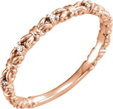 14K Gold Round Natural Diamond Stackable Ring II - Rose Gold