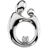 14K Gold Accented Motherhood Slide Pendant – 20.5x14mm - White Gold