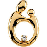 14K Gold Accented Motherhood Slide Pendant – 20.5x14mm - Yellow Gold