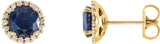 14K Gold Lab-Grown Blue Sapphire Round 4-Prong Halo-Style Earrings – 3-6mm Stones - Yellow Gold