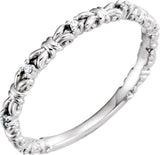 14K Gold Round Natural Diamond Stackable Ring II - White Gold