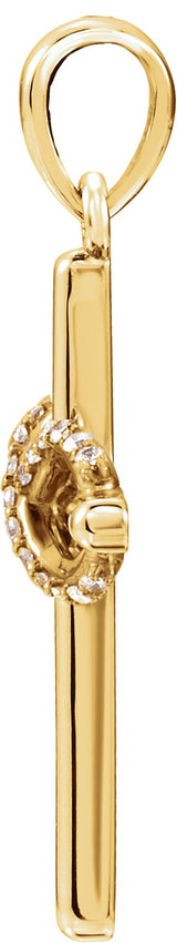 14K Gold Round Natural Diamond Infinity-Inspired Cross Pendant – 0.06 CTW - Yellow Gold - view 2
