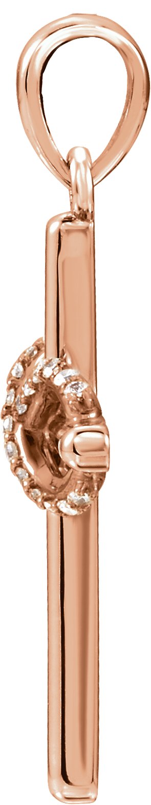 14K Gold Round Natural Diamond Infinity-Inspired Cross Pendant – 0.06 CTW - Rose Gold - view 2