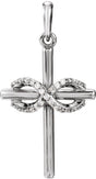 14K Gold Round Natural Diamond Infinity-Inspired Cross Pendant – 0.06 CTW - White Gold
