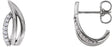 Platinum Round Natural Diamond Freeform J-Hoop Earrings