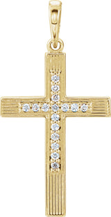 14K Gold Round Natural Diamond Cross Pendant – 0.07 CTW - Yellow Gold