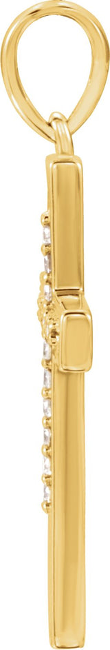14K Gold Round Natural Diamond Cross Pendant – 0.07 CTW - Yellow Gold - view 2