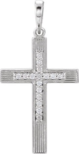 14K Gold Round Natural Diamond Cross Pendant – 0.07 CTW - White Gold