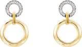 14K Gold Round Natural Diamond Accented Geometric Earrings - view 2