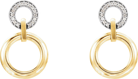 14K Gold Round Natural Diamond Accented Geometric Earrings - view 2