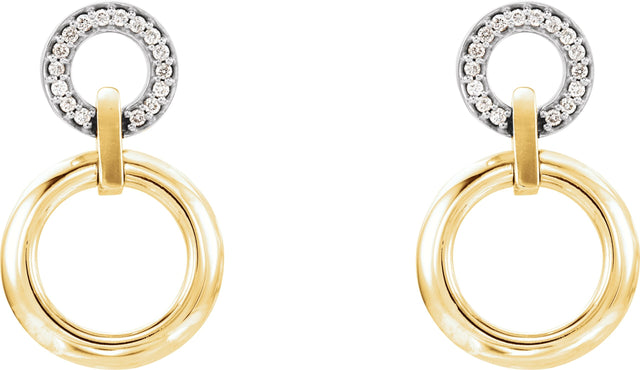 14K Gold Round Natural Diamond Accented Geometric Earrings - view 2