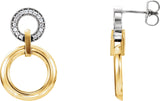 14K Gold Round Natural Diamond Accented Geometric Earrings