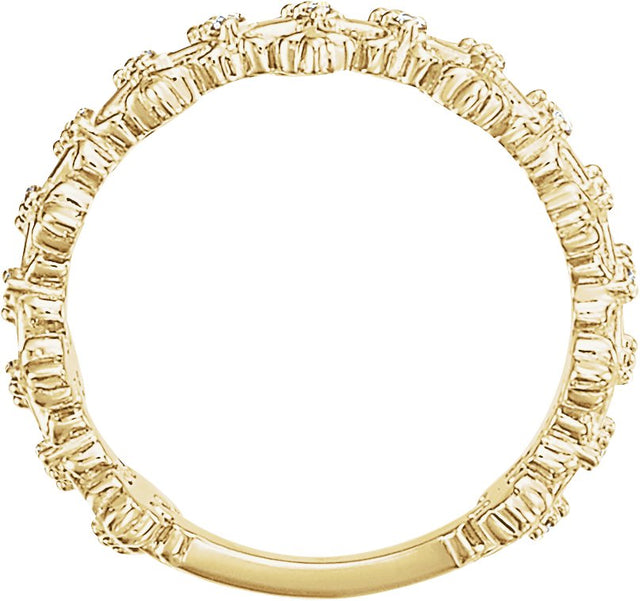 14K Gold Round Natural Diamond Cross Ring - Yellow Gold - view 2