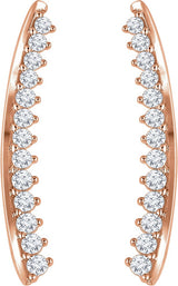 14K Gold Round Natural Diamond Ear Climbers II - Rose Gold - view 2