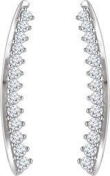 14K Gold Round Natural Diamond Ear Climbers II - White Gold - view 2
