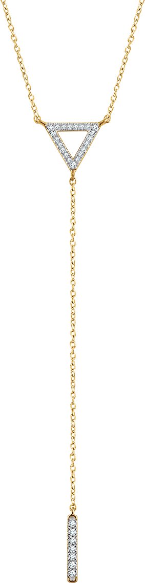 14K Gold Round Natural Diamond Triangle & Bar Y Necklace - Yellow Gold