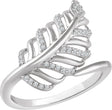 14K Gold Round Natural Diamond Leaf Ring III - White Gold