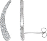 14K Gold Round Natural Diamond Ear Climbers - White Gold