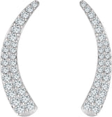 14K Gold Round Natural Diamond Ear Climbers - White Gold - view 2