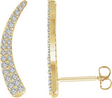 14K Gold Round Natural Diamond Ear Climbers - Yellow Gold