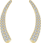 14K Gold Round Natural Diamond Ear Climbers - Yellow Gold - view 2