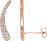 14K Gold Round Natural Diamond Ear Climbers - Rose Gold