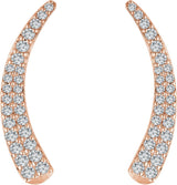 14K Gold Round Natural Diamond Ear Climbers - Rose Gold - view 2